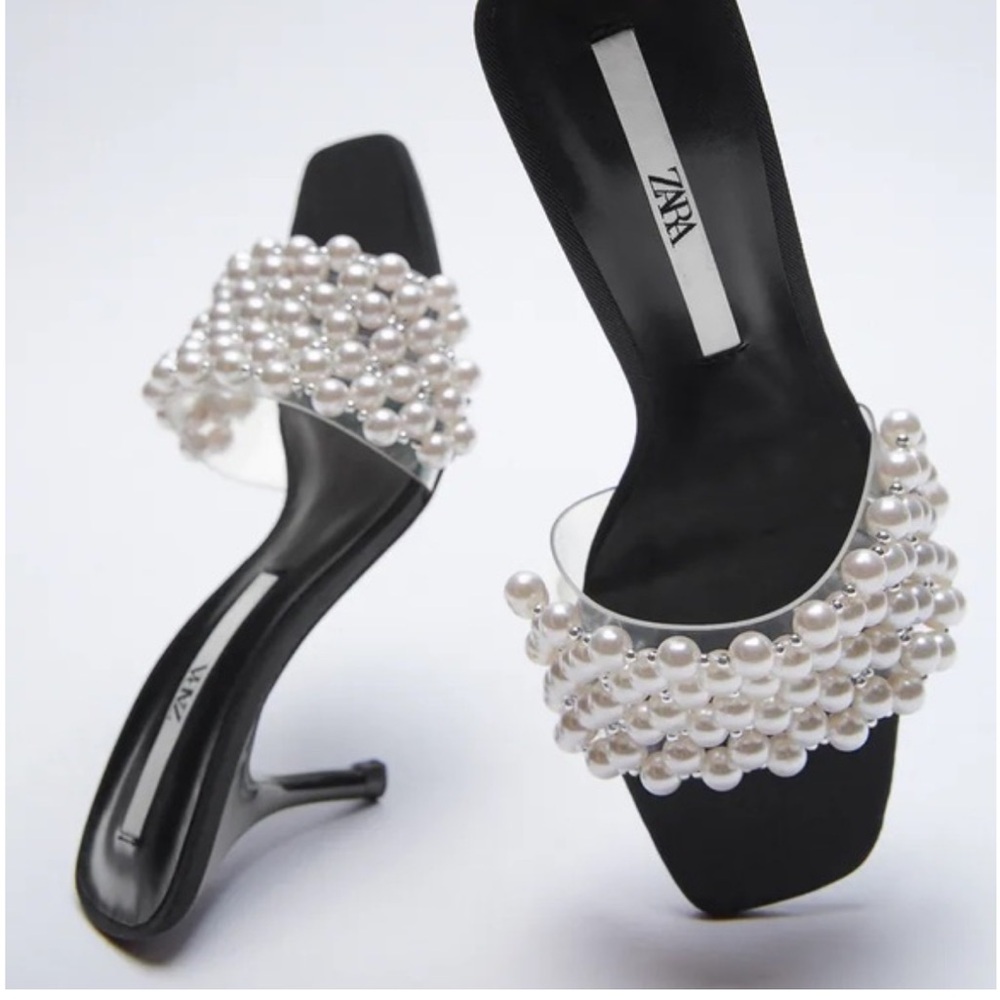ZARA Faux Pearl Sandals